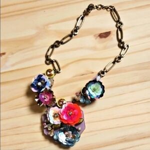 Floral Sequined Statement Necklace, Vintage